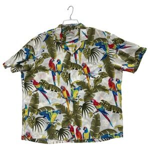 Paradise VTG Paradise Found Mens Hawaii Shirt Parrot Cockatoo Tropical Rayon XL